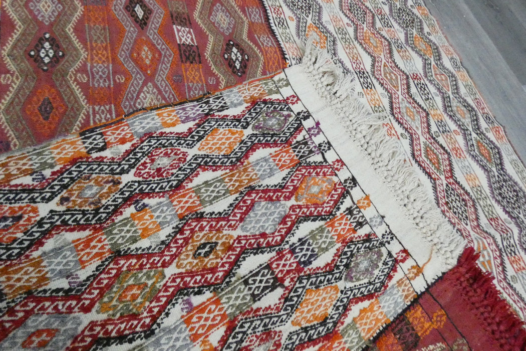 Handmade Turkish Cicim Kilim 253 x 150cm | Anatolian Flatweave Wool Rug | One-of-a-Kind Statement Piece- Rugs Direct 