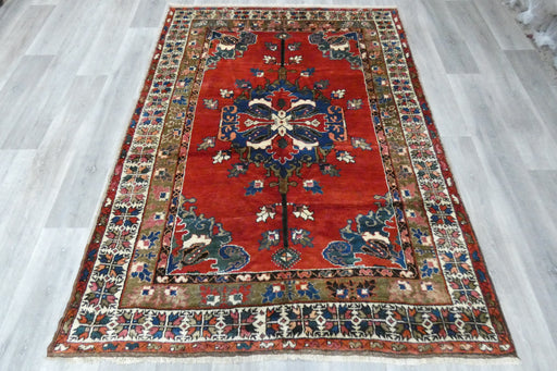 Vintage Turkish Floral Wool Rug 225 x 163cm | Handmade Hereke Style Area Rug | One-of-a-Kind- Rugs Direct 