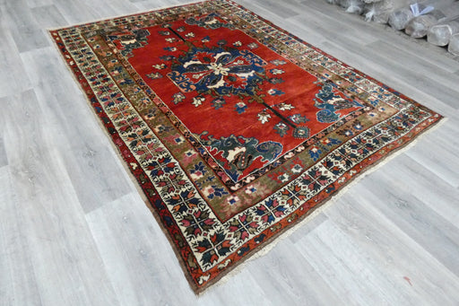 Vintage Turkish Floral Wool Rug 225 x 163cm | Handmade Hereke Style Area Rug | One-of-a-Kind- Rugs Direct 