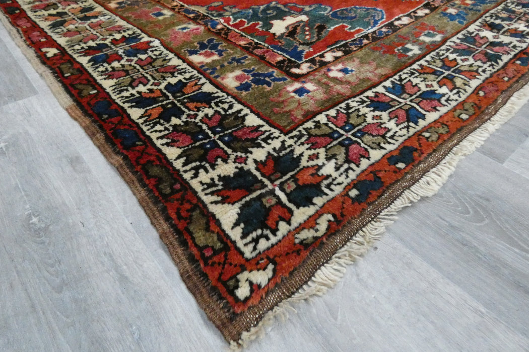 Vintage Turkish Floral Wool Rug 225 x 163cm | Handmade Hereke Style Area Rug | One-of-a-Kind- Rugs Direct 