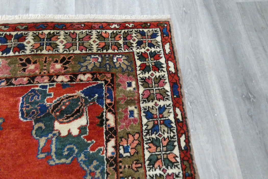 Vintage Turkish Floral Wool Rug 225 x 163cm | Handmade Hereke Style Area Rug | One-of-a-Kind- Rugs Direct 