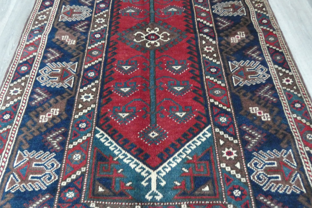 Handmade Turkish Tribal Wool Rug 203 x 130cm | Vintage Anatolian Style Area Rug | One-of-a-Kind- Rugs Direct 