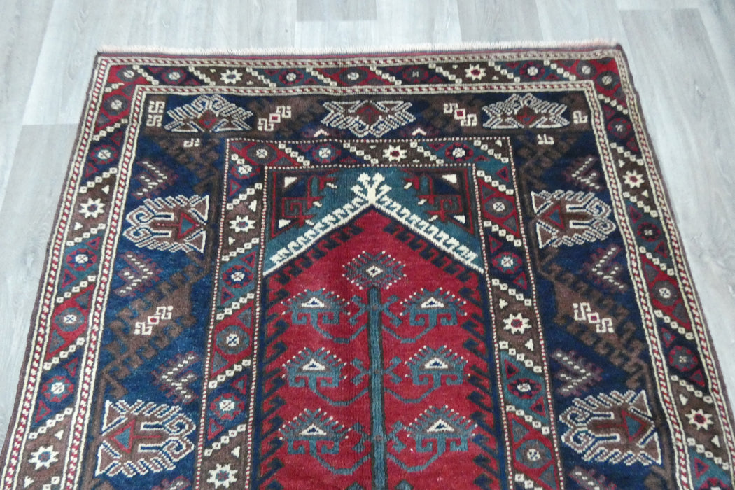 Handmade Turkish Tribal Wool Rug 203 x 130cm | Vintage Anatolian Style Area Rug | One-of-a-Kind- Rugs Direct 