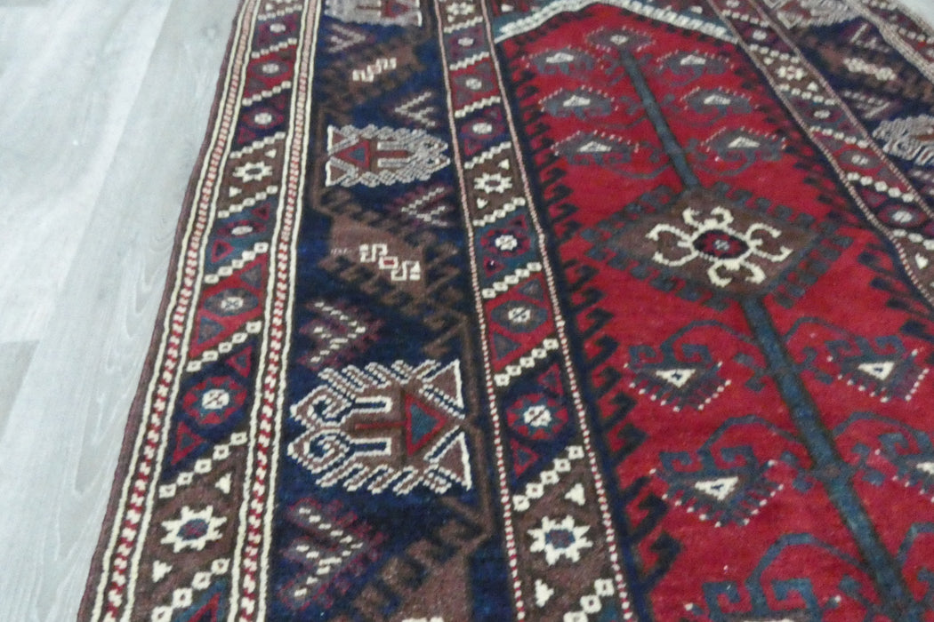 Handmade Turkish Tribal Wool Rug 203 x 130cm | Vintage Anatolian Style Area Rug | One-of-a-Kind- Rugs Direct 