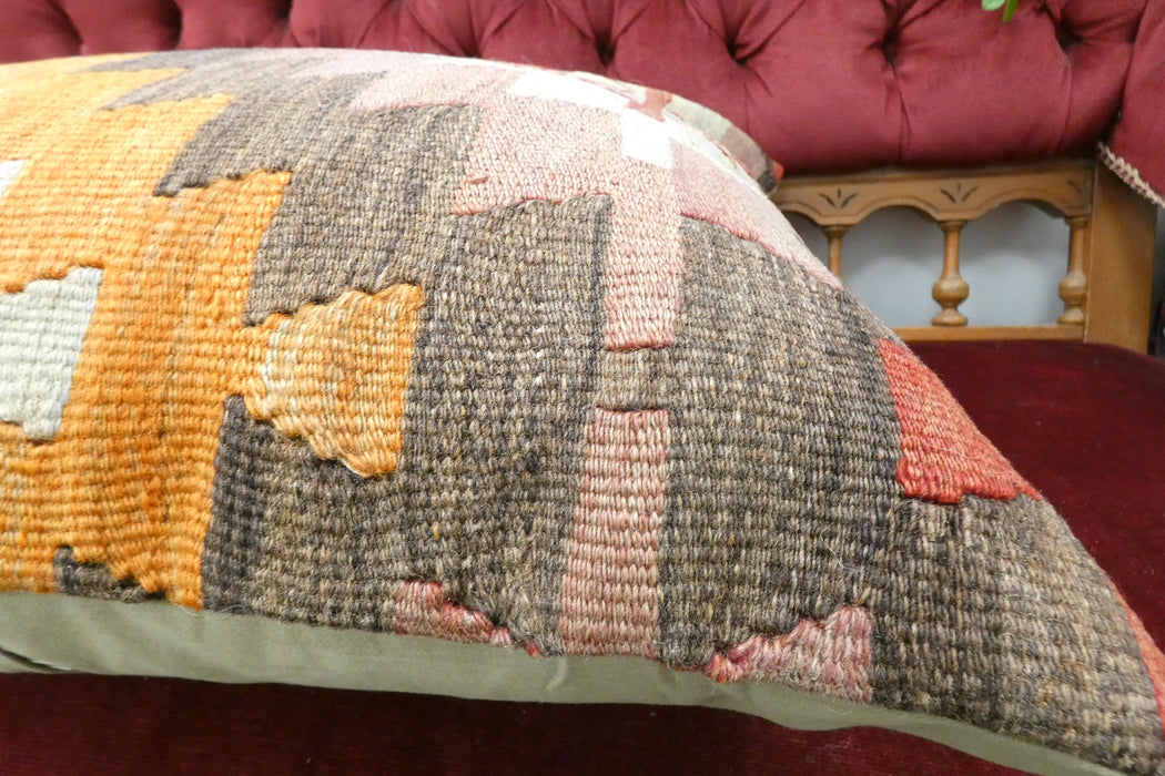 Handmade Turkish Kilim Cushion Cover 60 x 60cm with Insert | Original Anatolian Kilim | Organic Cotton Backing | TK26-C700- Rugs Direct 
