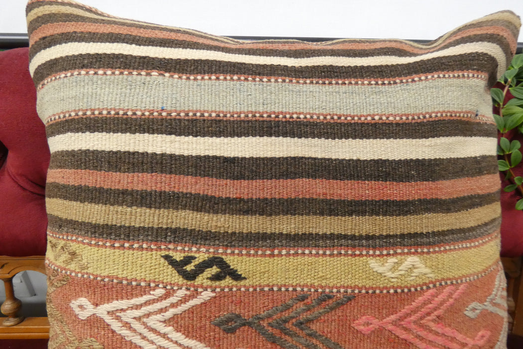 Handmade Turkish Kilim Cushion Cover 60 x 60cm with Insert | Original Anatolian Kilim | Organic Cotton Backing | TK26-C701- Rugs Direct 