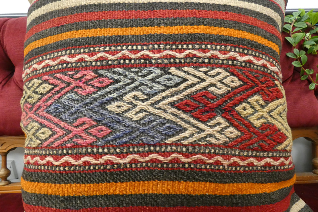 Handmade Turkish Kilim Cushion Cover 60 x 60cm with Insert | Original Anatolian Kilim | Organic Cotton Backing | TK26-C702- Rugs Direct 