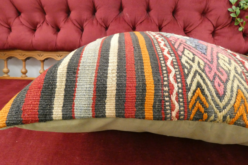 Handmade Turkish Kilim Cushion Cover 60 x 60cm with Insert | Original Anatolian Kilim | Organic Cotton Backing | TK26-C702- Rugs Direct 