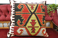 Handmade Turkish Kilim Cushion Cover 60 x 60cm with Insert | Original Anatolian Kilim | Organic Cotton Backing | TK26-C704- Rugs Direct 