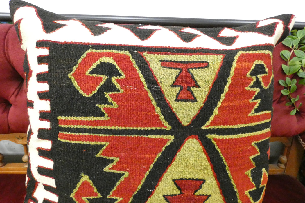 Handmade Turkish Kilim Cushion Cover 60 x 60cm with Insert | Original Anatolian Kilim | Organic Cotton Backing | TK26-C704- Rugs Direct 