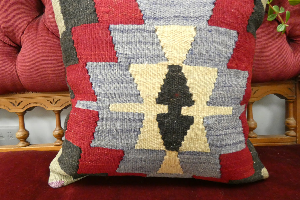Handmade Turkish Kilim Cushion Cover 40 x 40cm with Insert | Original Anatolian Kilim | Organic Cotton Backing | TK26-C710- Rugs Direct 