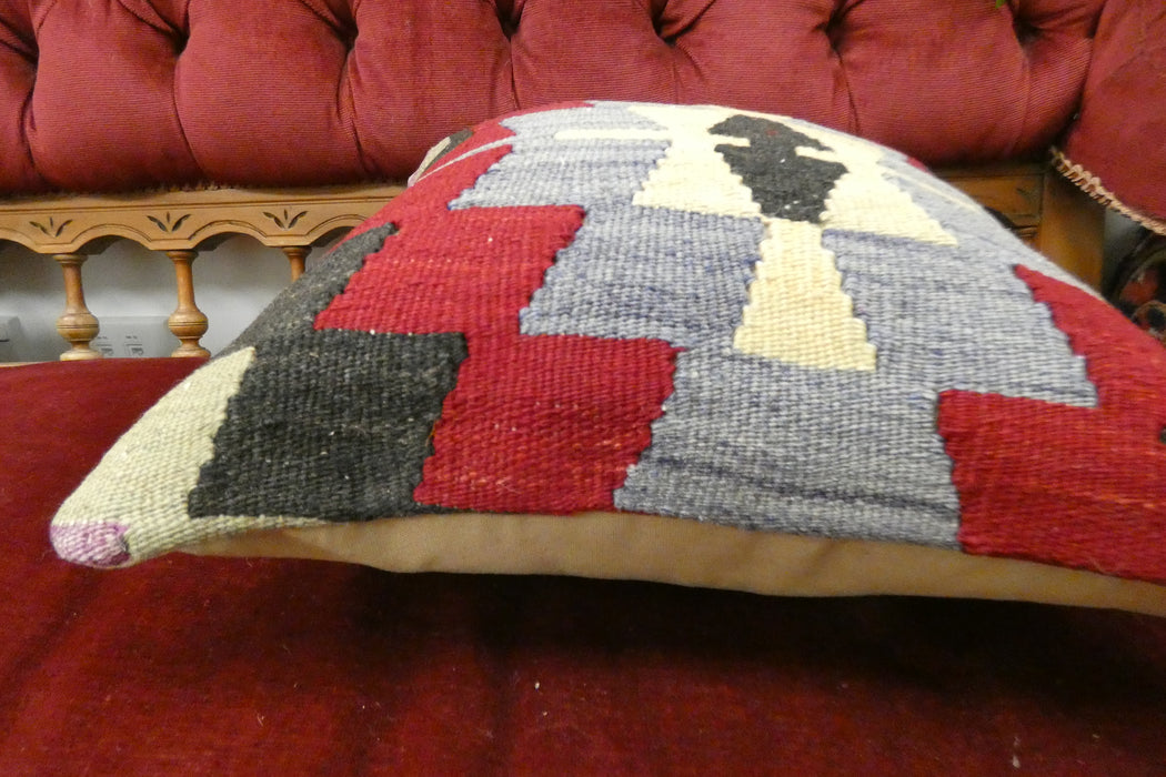 Handmade Turkish Kilim Cushion Cover 40 x 40cm with Insert | Original Anatolian Kilim | Organic Cotton Backing | TK26-C710- Rugs Direct 