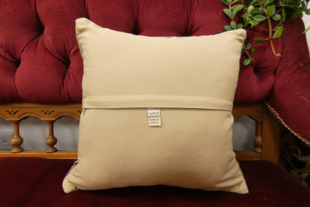Handmade Turkish Kilim Cushion Cover 40 x 40cm with Insert | Original Anatolian Kilim | Organic Cotton Backing | TK26-C710
