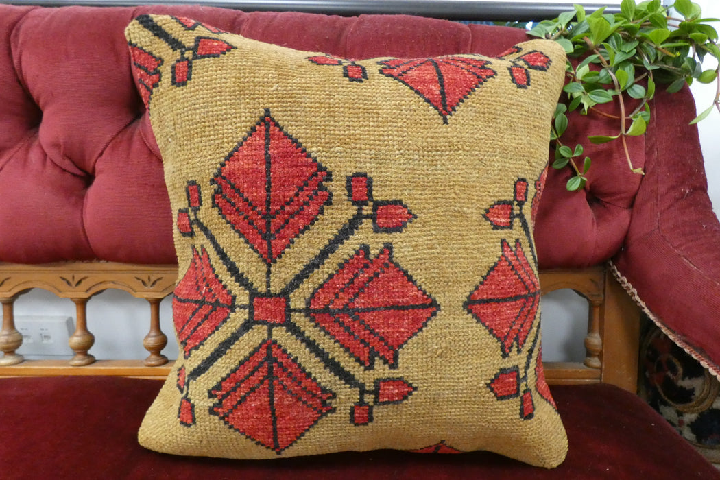 Handmade Turkish Rug Cushion Cover 45 x 45cm with Insert | Original Anatolian Rug | Organic Cotton Backing | TK26-C706- Rugs Direct 