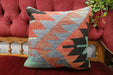 Handmade Turkish Kilim Cushion Cover 40 x 40cm with Insert | Original Anatolian Kilim | Organic Cotton Backing | TK26-C709- Rugs Direct 