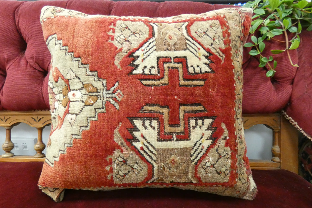 Handmade Turkish Rug Cushion Cover 50 x 45cm with Insert | Original Anatolian Rug | Organic Cotton Backing | TK26-C707- Rugs Direct 