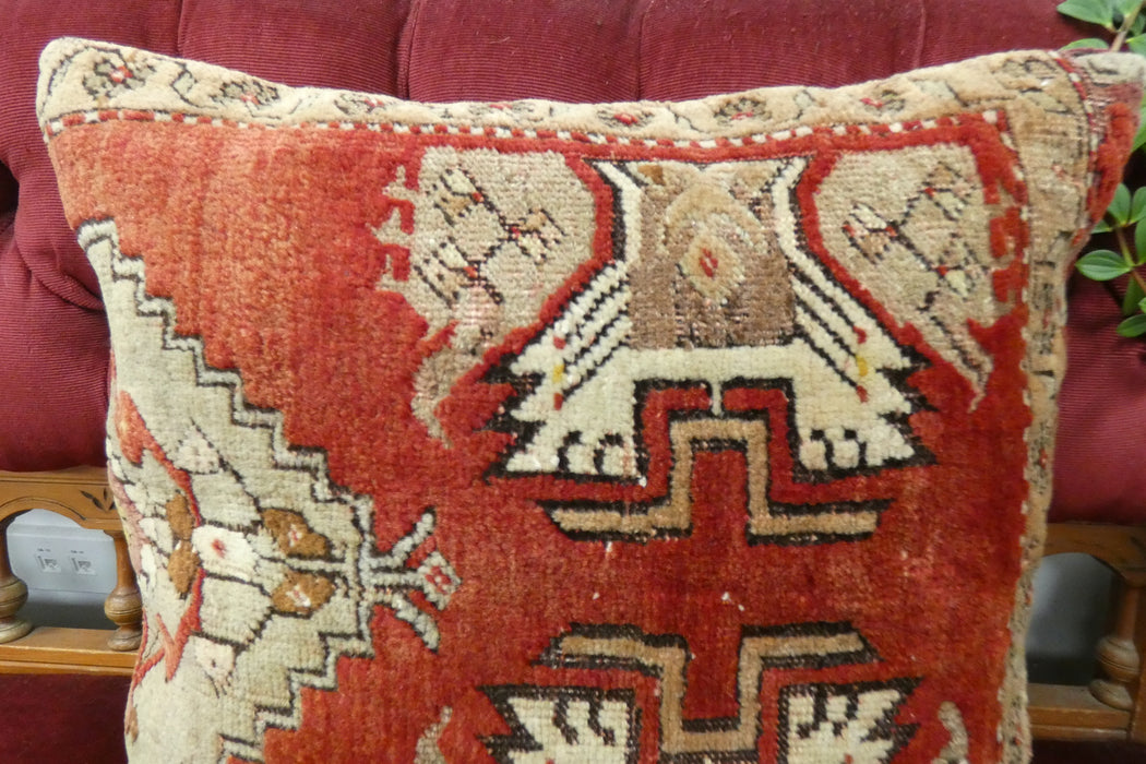 Handmade Turkish Rug Cushion Cover 50 x 45cm with Insert | Original Anatolian Rug | Organic Cotton Backing | TK26-C707