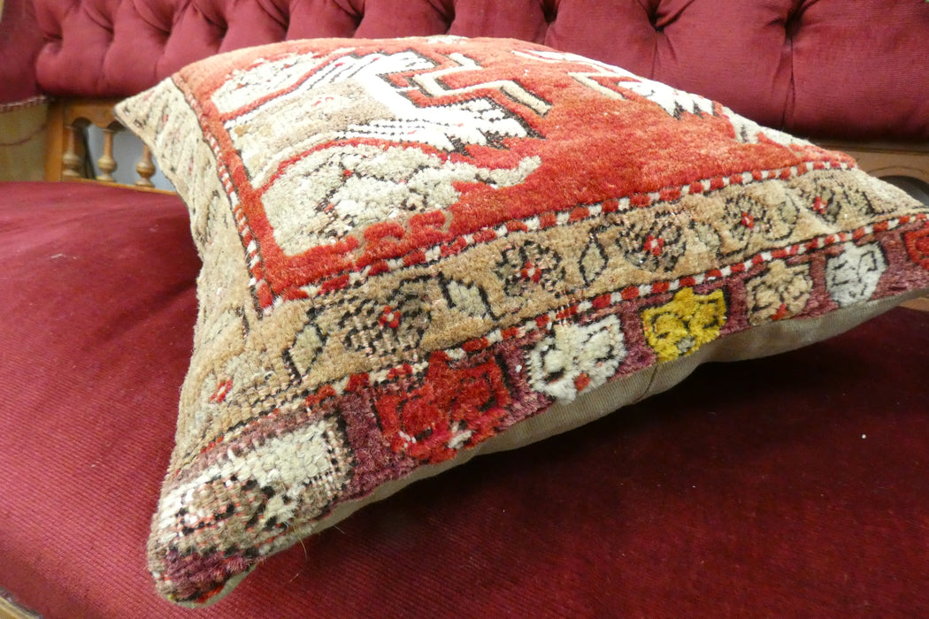 Handmade Turkish Rug Cushion Cover 50 x 45cm with Insert | Original Anatolian Rug | Organic Cotton Backing | TK26-C707- Rugs Direct 