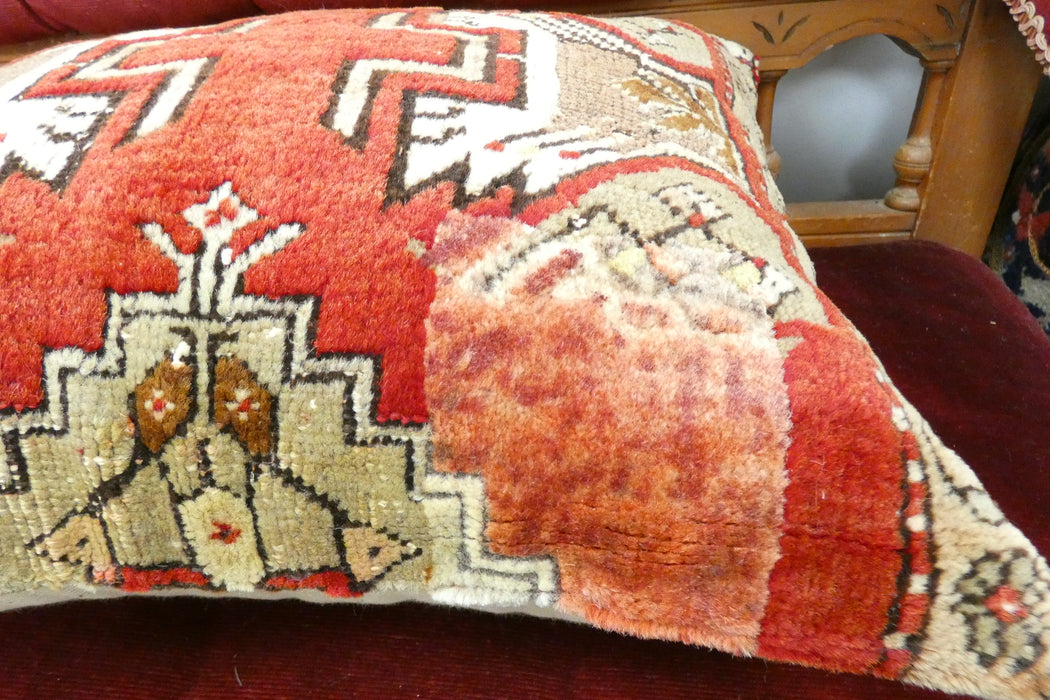 Handmade Turkish Rug Cushion Cover 50 x 40cm with Insert | Original Anatolian Rug | Organic Cotton Backing | TK26-C708- Rugs Direct 