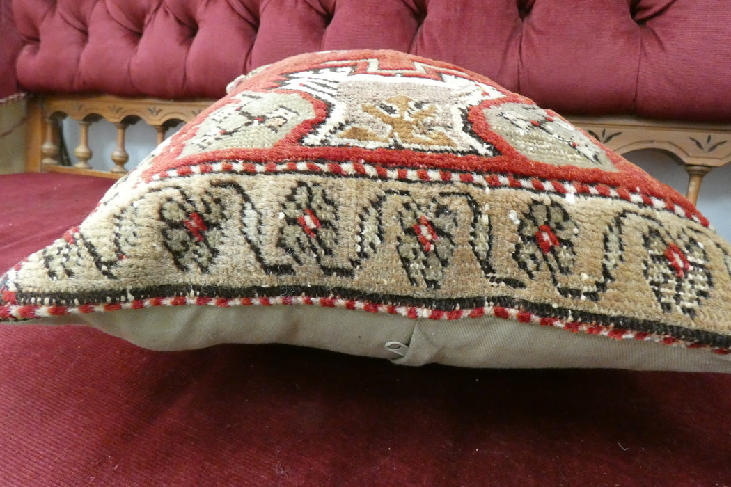  Handmade Turkish Rug Cushion Cover 50 x 40cm with Insert | Original Anatolian Rug | Organic Cotton Backing | TK26-C708- Rugs Direct 
