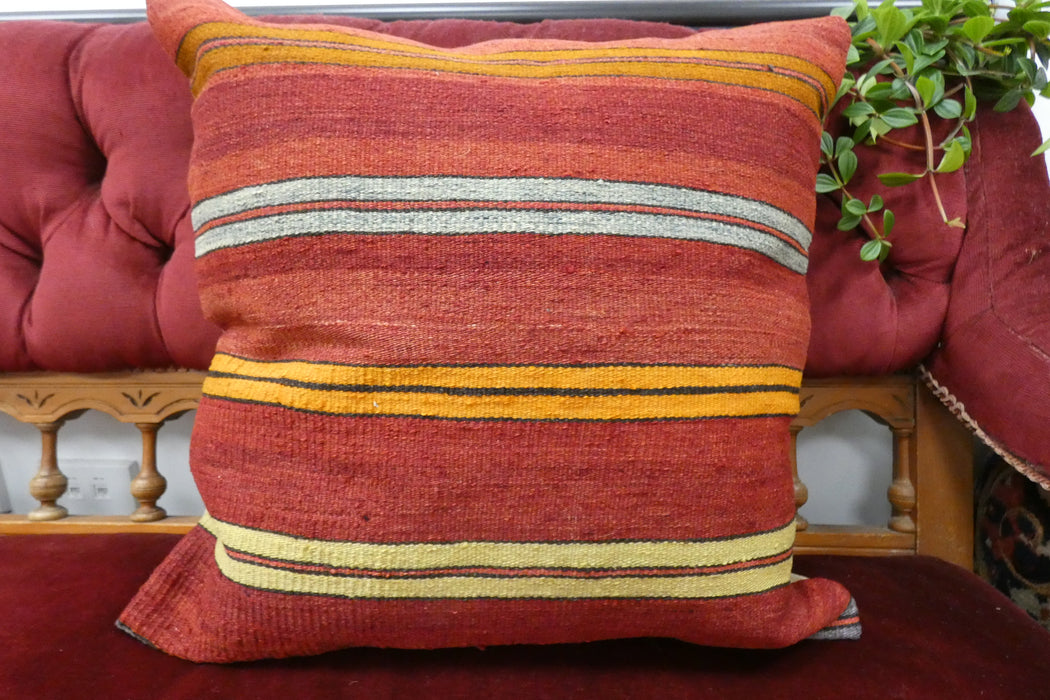 Handmade Turkish Kilim Cushion Cover 50 x 50cm with Insert | Original Anatolian Kilim | Organic Cotton Backing | TK26-C711- Rugs Direct 