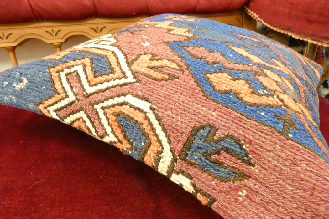 Handmade Turkish Kilim Cushion Cover 40 x 40cm with Insert | Original Anatolian Kilim | Organic Cotton Backing | TK26-C714- Rugs Direct 