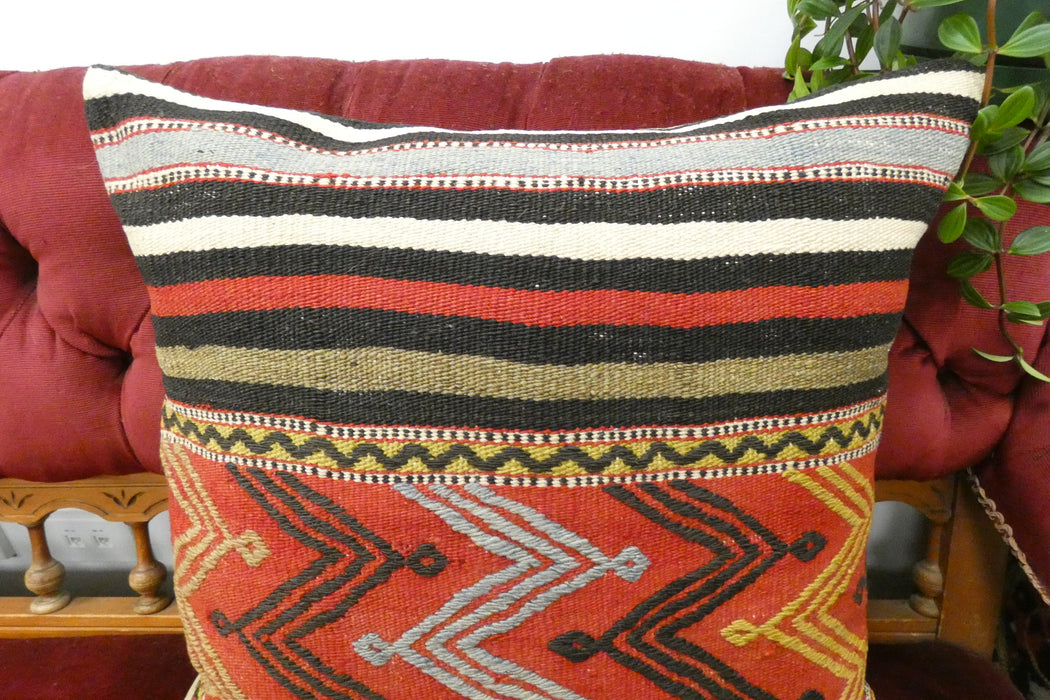 Handmade Turkish Kilim Cushion Cover 50 x 50cm with Insert | Original Anatolian Kilim | Organic Cotton Backing | TK26-C728- Rugs Direct 