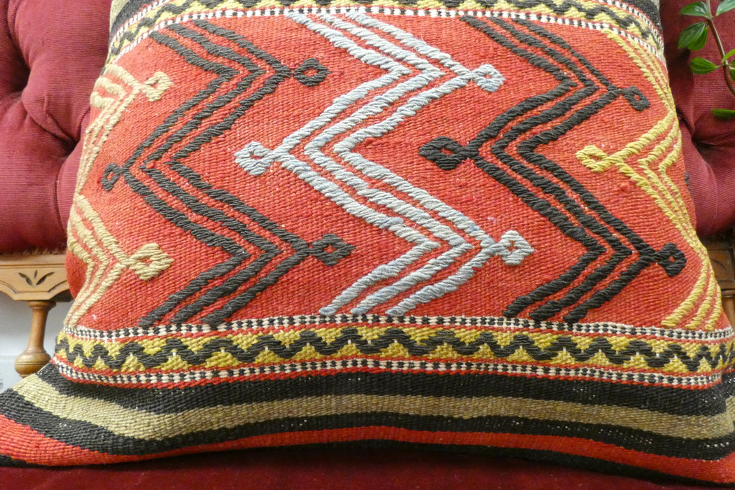 Handmade Turkish Kilim Cushion Cover 50 x 50cm with Insert | Original Anatolian Kilim | Organic Cotton Backing | TK26-C728- Rugs Direct 