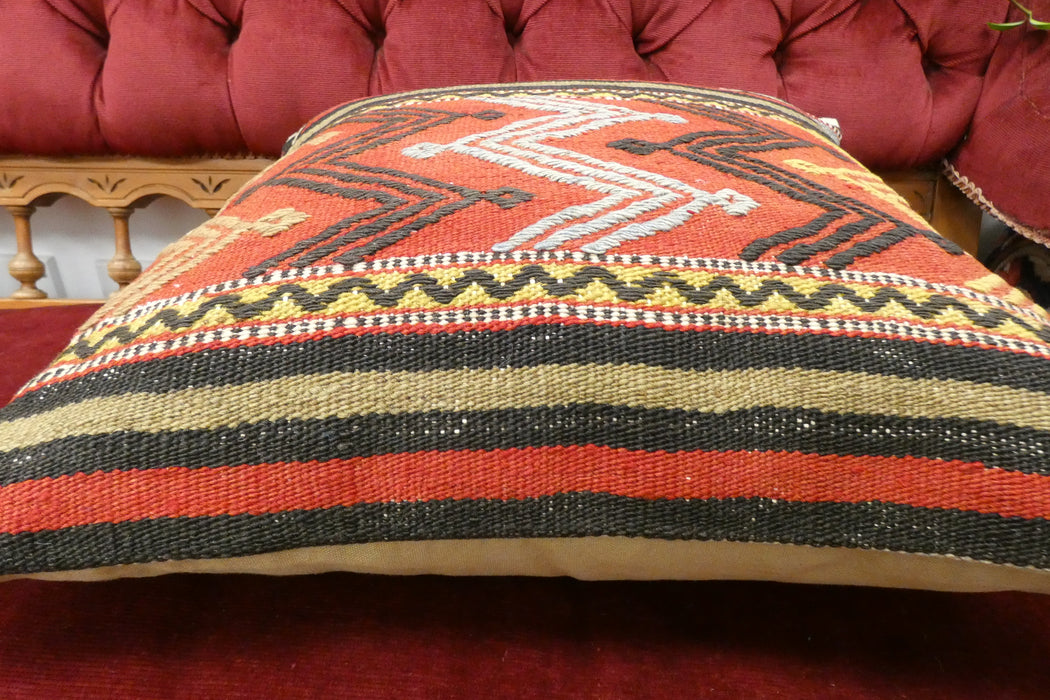 Handmade Turkish Kilim Cushion Cover 50 x 50cm with Insert | Original Anatolian Kilim | Organic Cotton Backing | TK26-C728- Rugs Direct 