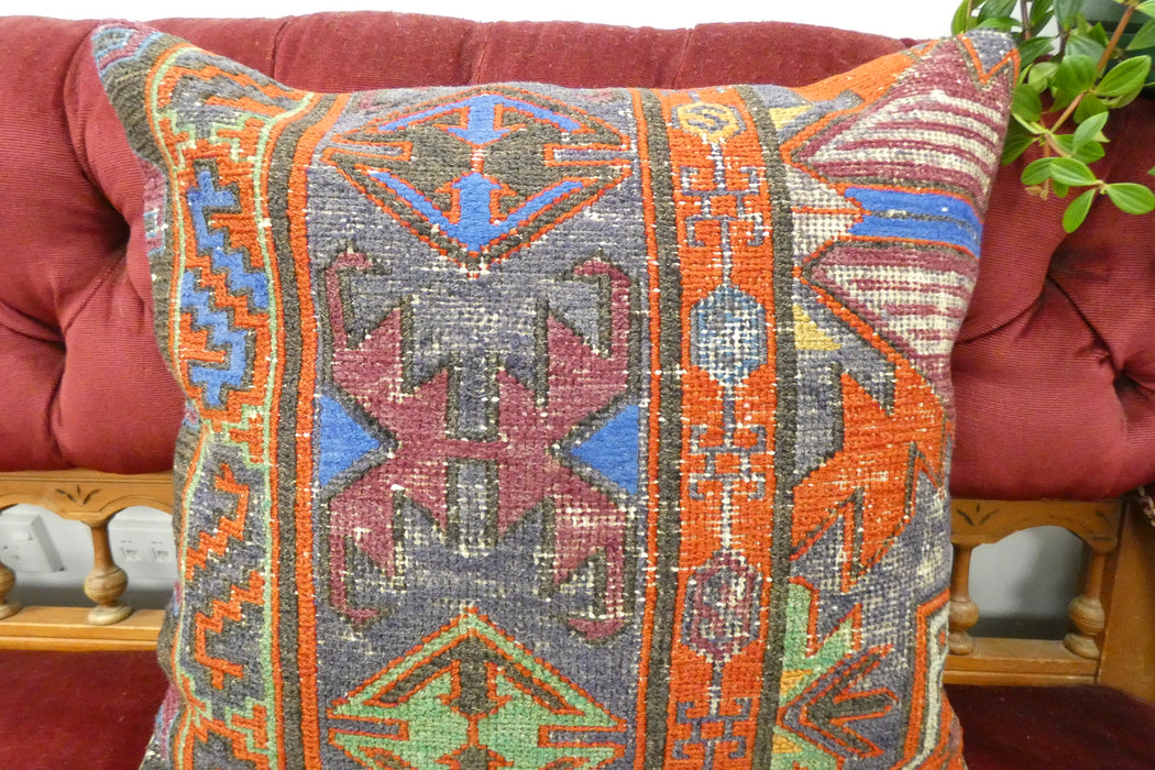 Handmade Turkish Kilim Cushion Cover 50 x 50cm with Insert | Original Anatolian Kilim | Organic Cotton Backing | TK26-C725- Rugs Direct 