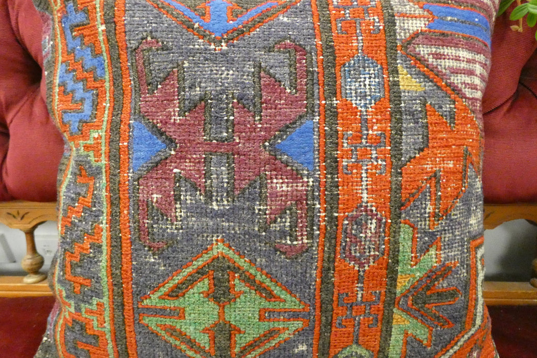 Handmade Turkish Kilim Cushion Cover 50 x 50cm with Insert | Original Anatolian Kilim | Organic Cotton Backing | TK26-C725- Rugs Direct 