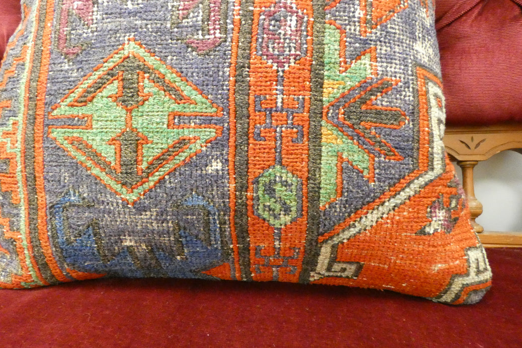 Handmade Turkish Kilim Cushion Cover 50 x 50cm with Insert | Original Anatolian Kilim | Organic Cotton Backing | TK26-C725- Rugs Direct 