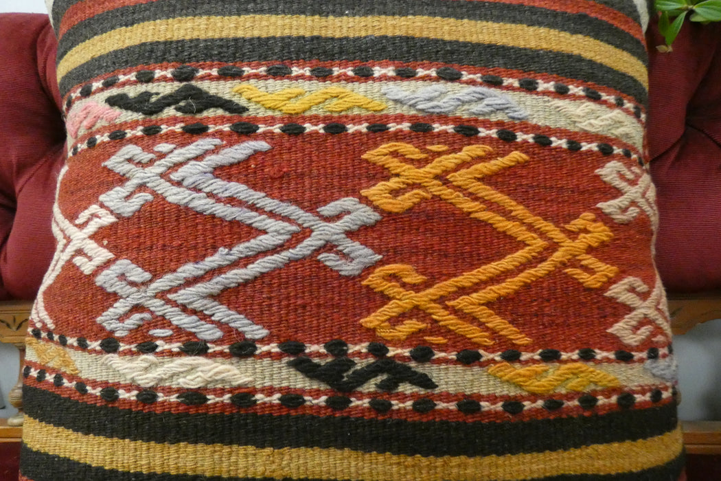 Handmade Turkish Kilim Cushion Cover 50 x 50cm with Insert | Original Anatolian Kilim | Organic Cotton Backing | TK26-C719- Rugs Direct 