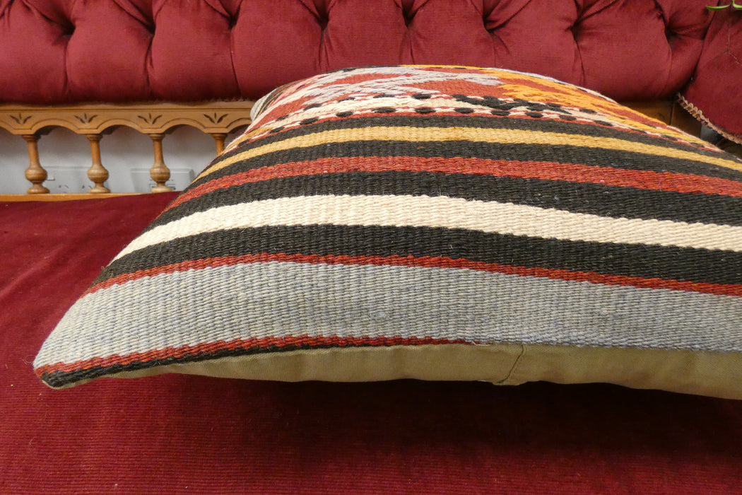 Handmade Turkish Kilim Cushion Cover 50 x 50cm with Insert | Original Anatolian Kilim | Organic Cotton Backing | TK26-C719- Rugs Direct 