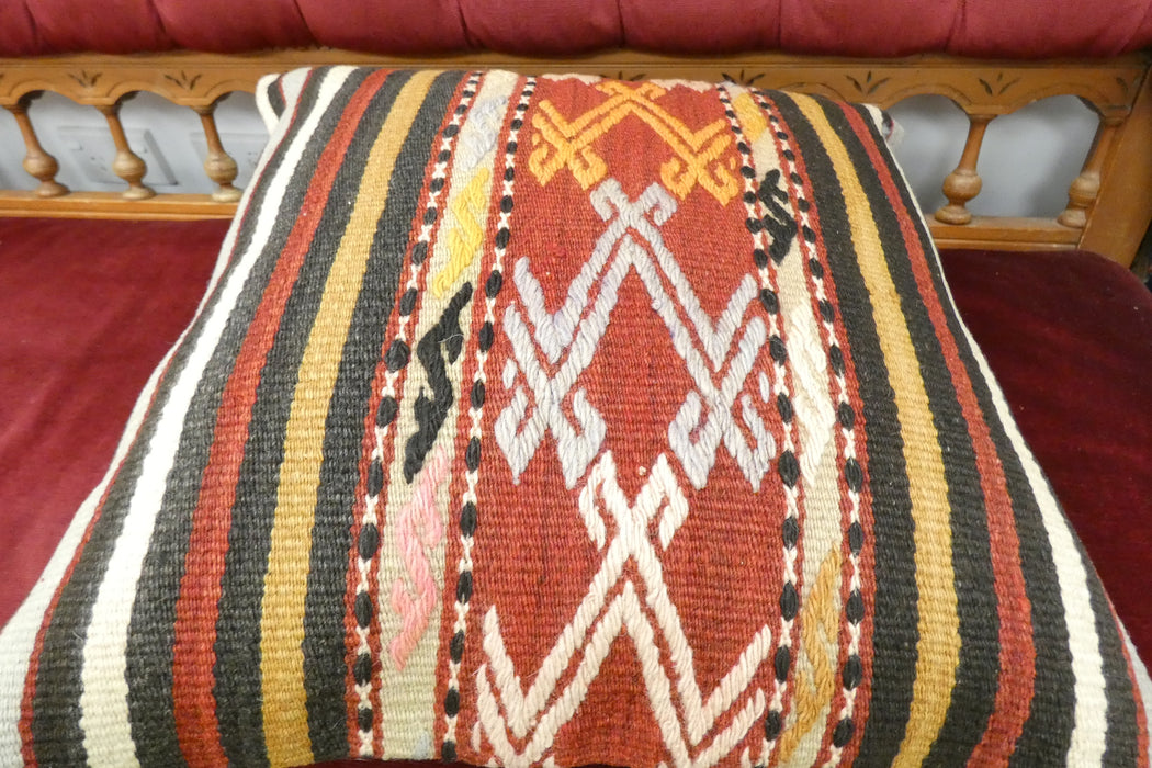 Handmade Turkish Kilim Cushion Cover 50 x 50cm with Insert | Original Anatolian Kilim | Organic Cotton Backing | TK26-C719- Rugs Direct 