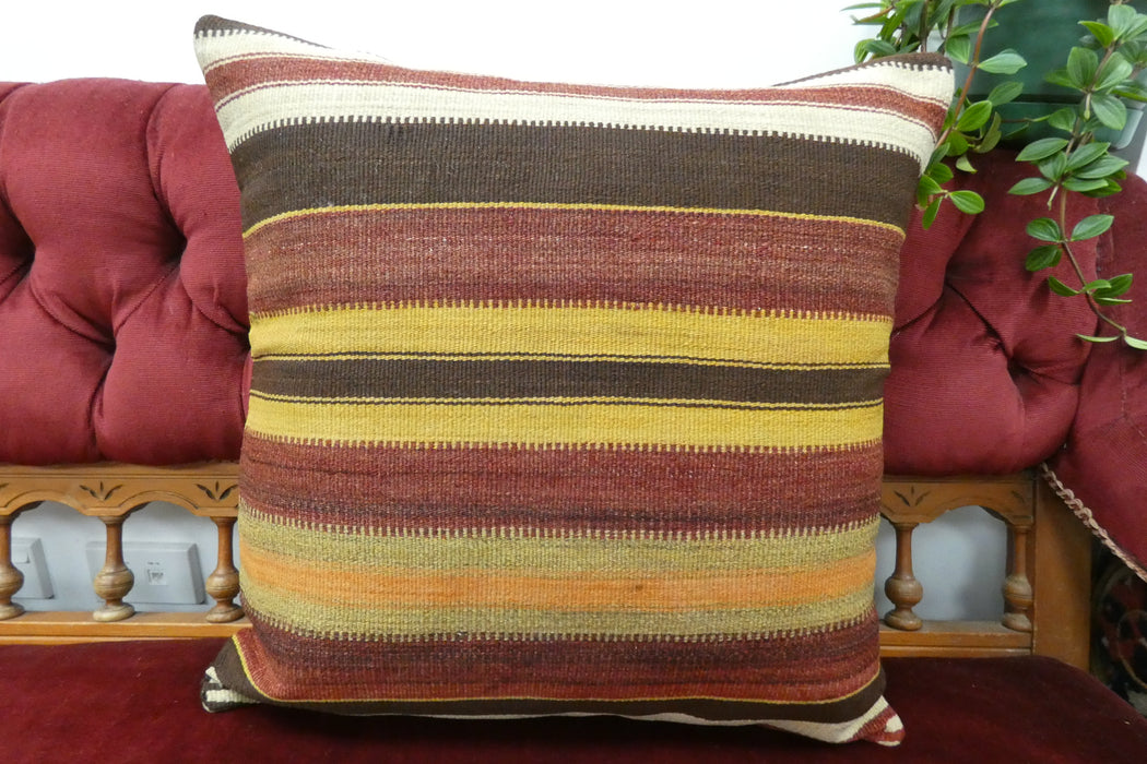 Handmade Turkish Kilim Cushion Cover 50 x 50cm with Insert | Original Anatolian Kilim | Organic Cotton Backing | TK26-C717- Rugs Direct 