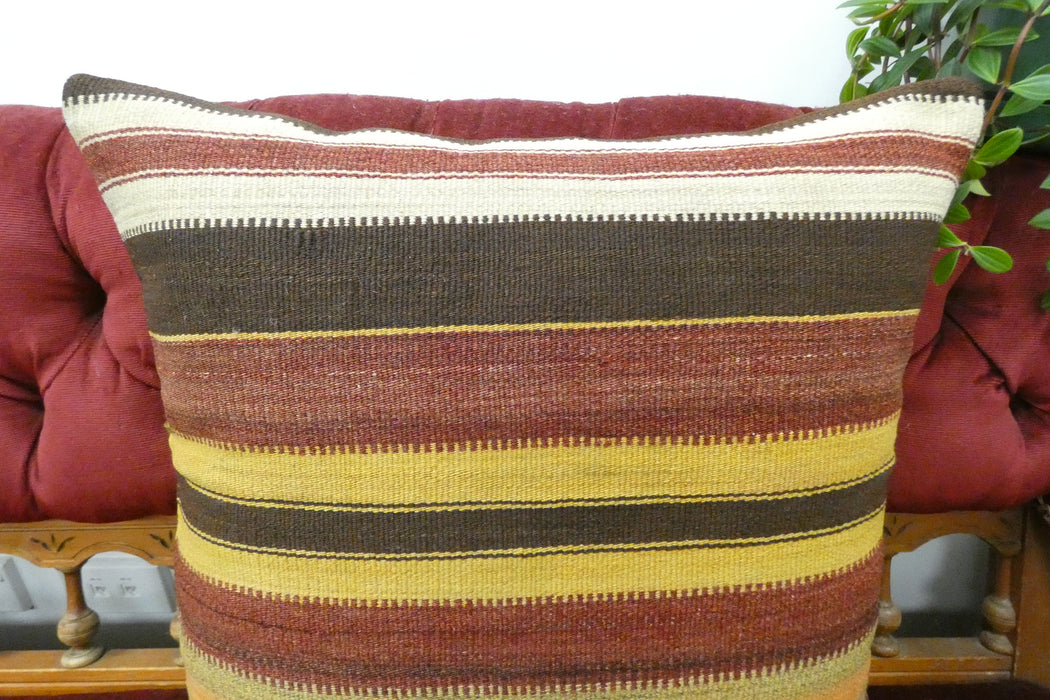 Handmade Turkish Kilim Cushion Cover 50 x 50cm with Insert | Original Anatolian Kilim | Organic Cotton Backing | TK26-C717- Rugs Direct 