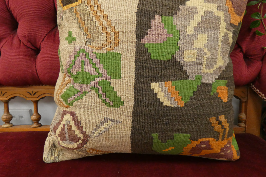 Handmade Turkish Kilim Cushion Cover 50 x 50cm with Insert | Original Anatolian Kilim | Organic Cotton Backing | TK26-C723- Rugs Direct 