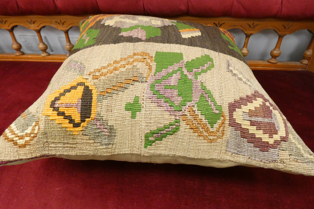 Handmade Turkish Kilim Cushion Cover 50 x 50cm with Insert | Original Anatolian Kilim | Organic Cotton Backing | TK26-C723- Rugs Direct 