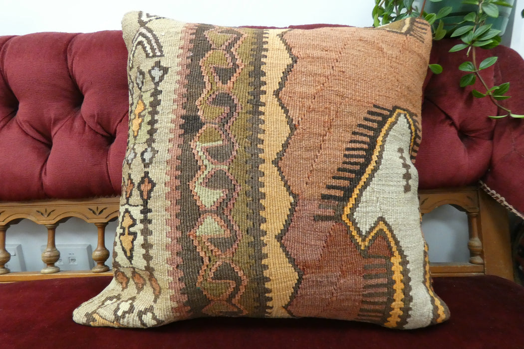 Handmade Turkish Kilim Cushion Cover 50 x 50cm with Insert | Original Anatolian Kilim | Organic Cotton Backing | TK26-C721- Rugs Direct 