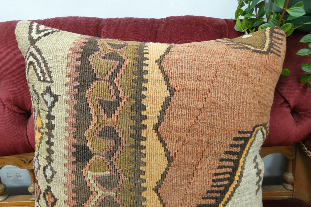 Handmade Turkish Kilim Cushion Cover 50 x 50cm with Insert | Original Anatolian Kilim | Organic Cotton Backing | TK26-C721- Rugs Direct 