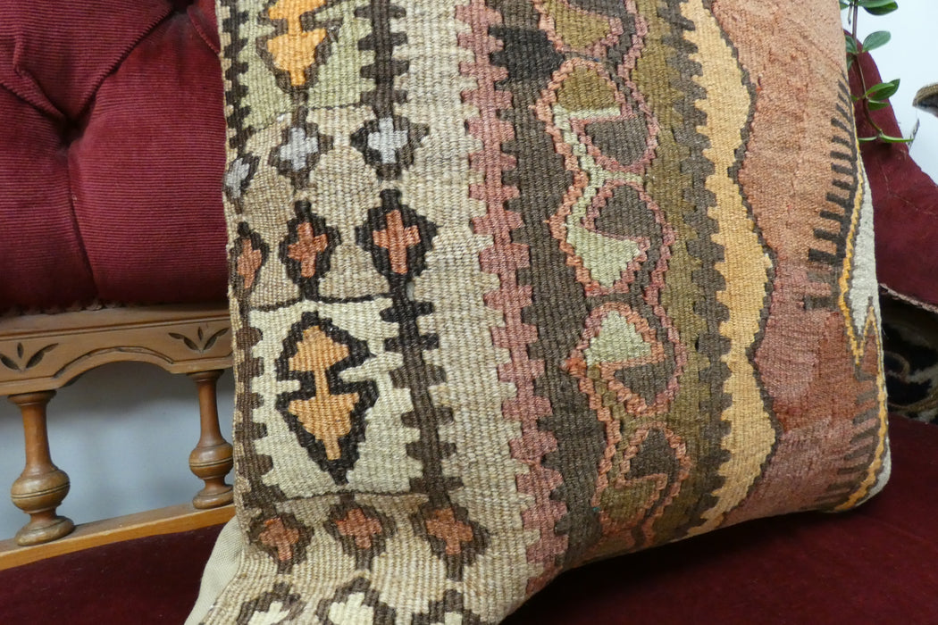 Handmade Turkish Kilim Cushion Cover 50 x 50cm with Insert | Original Anatolian Kilim | Organic Cotton Backing | TK26-C721- Rugs Direct 