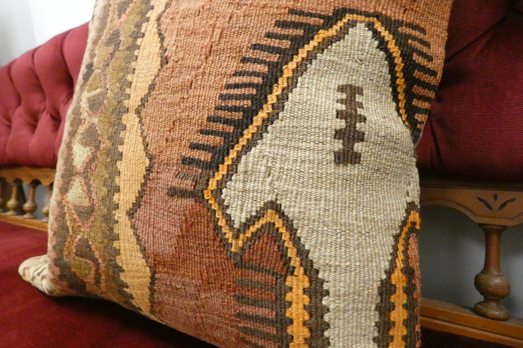Handmade Turkish Kilim Cushion Cover 50 x 50cm with Insert | Original Anatolian Kilim | Organic Cotton Backing | TK26-C721- Rugs Direct 