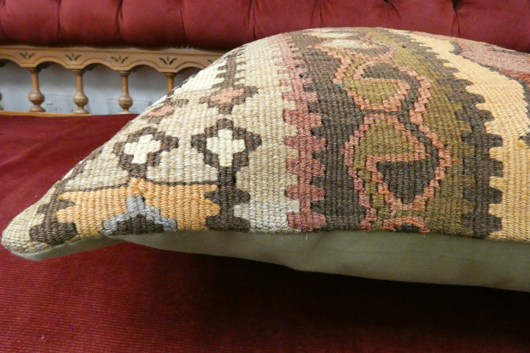 Handmade Turkish Kilim Cushion Cover 50 x 50cm with Insert | Original Anatolian Kilim | Organic Cotton Backing | TK26-C721- Rugs Direct 