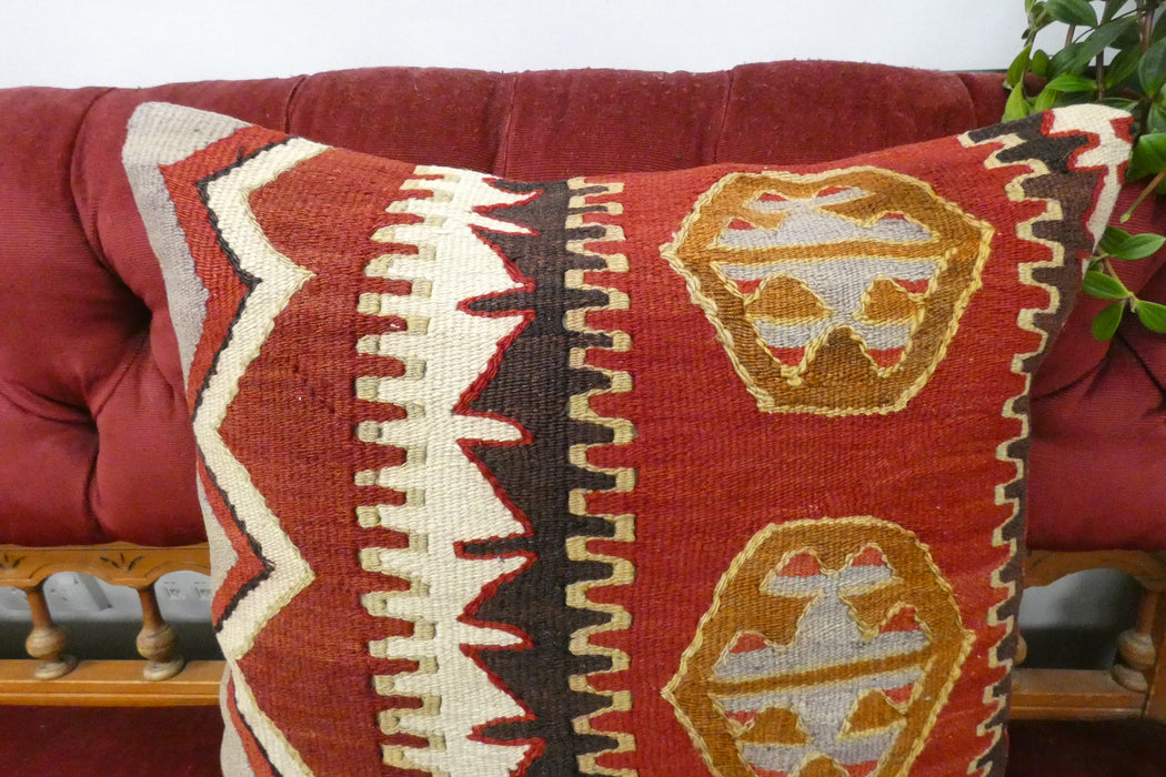 Handmade Turkish Kilim Cushion Cover 50 x 50cm with Insert | Original Anatolian Kilim | Organic Cotton Backing | TK26-C733- Rugs Direct 