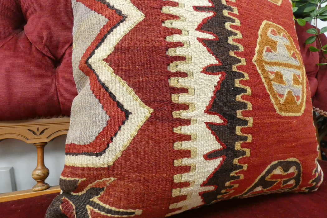 Handmade Turkish Kilim Cushion Cover 50 x 50cm with Insert | Original Anatolian Kilim | Organic Cotton Backing | TK26-C733