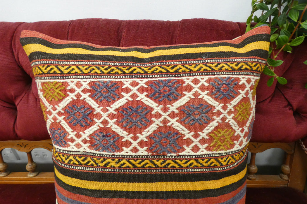 Authentic Handmade Turkish Kilim Cushion 50 x 50cm | Wool Decorative Cushion | Made in Turkey |TK26-C732- Rugs Direct 