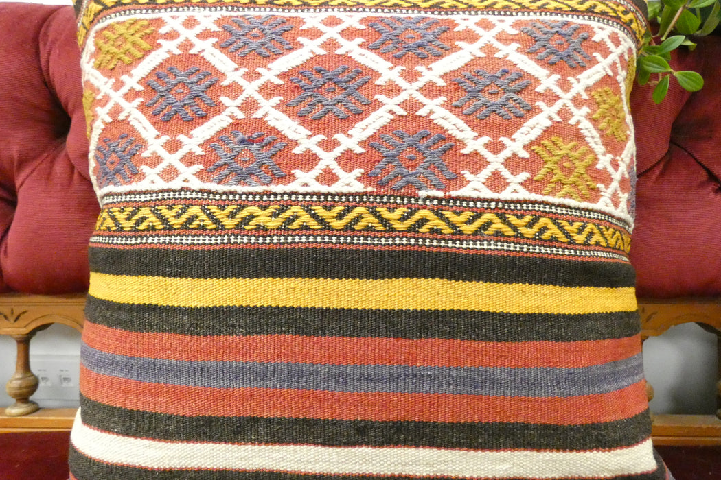 Authentic Handmade Turkish Kilim Cushion 50 x 50cm | Wool Decorative Cushion | Made in Turkey |TK26-C732- Rugs Direct 