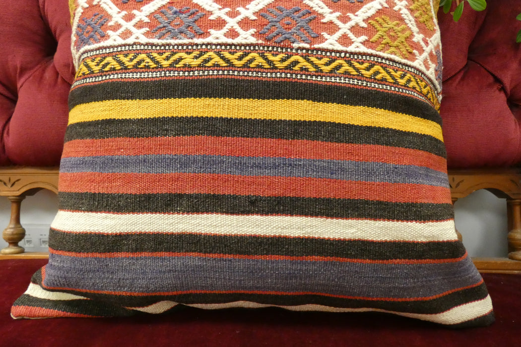Authentic Handmade Turkish Kilim Cushion 50 x 50cm | Wool Decorative Cushion | Made in Turkey |TK26-C732- Rugs Direct 