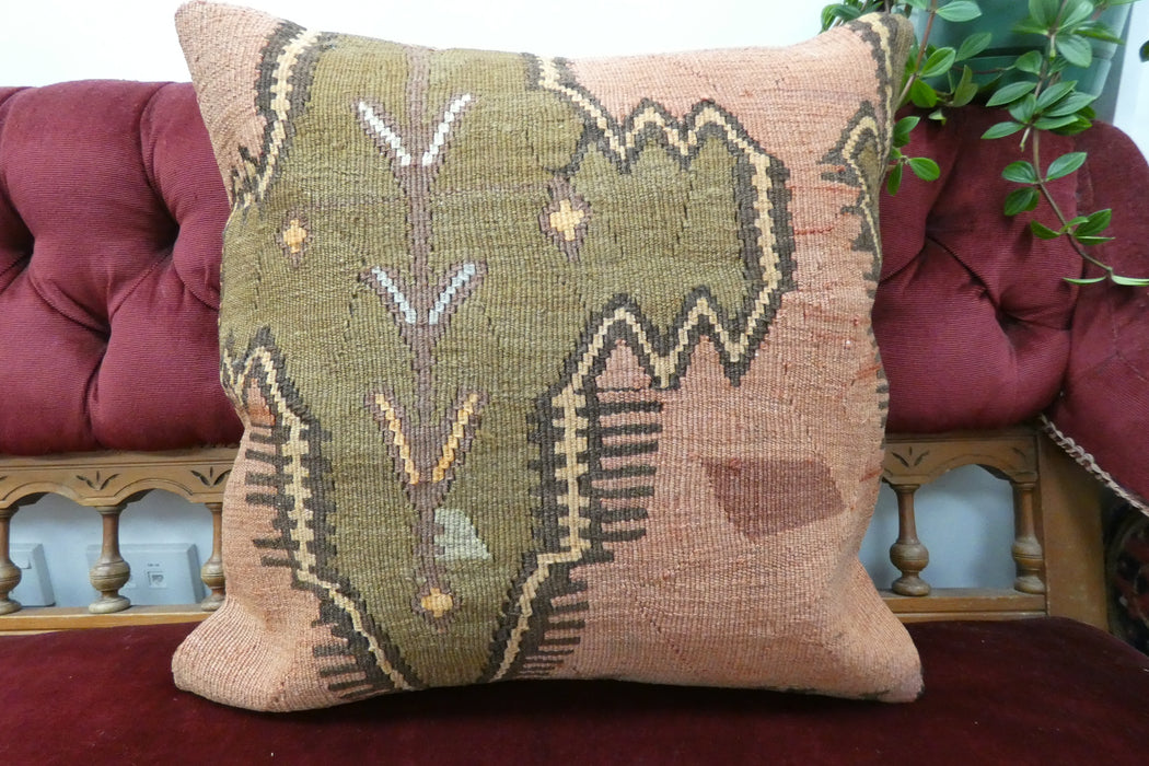 Authentic Handmade Turkish Kilim Cushion 50 x 50cm | Wool Decorative Cushion | Made in Turkey- Rugs Direct 
